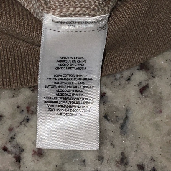 Polo Ralph Lauren Pima Cotton XL Quarter Zip Waffle Knit Sweater Beige Tan Brown - Picture 5 of 9